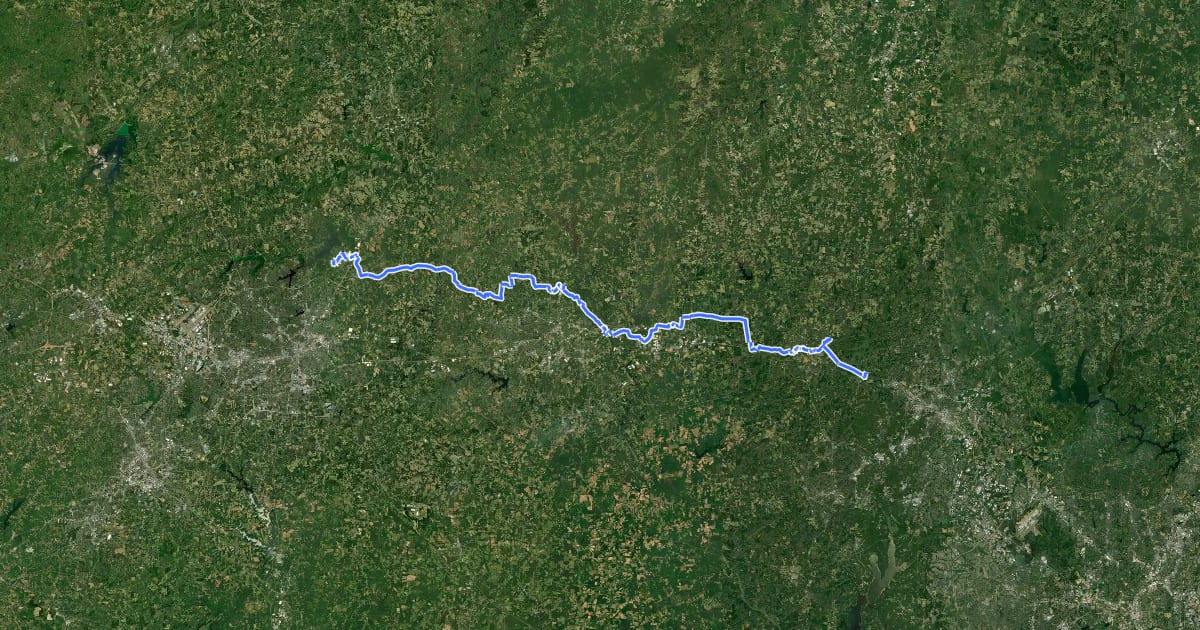 Маршрут Mountains-to-Sea Trail: Segment 9 на спутниковом снимке