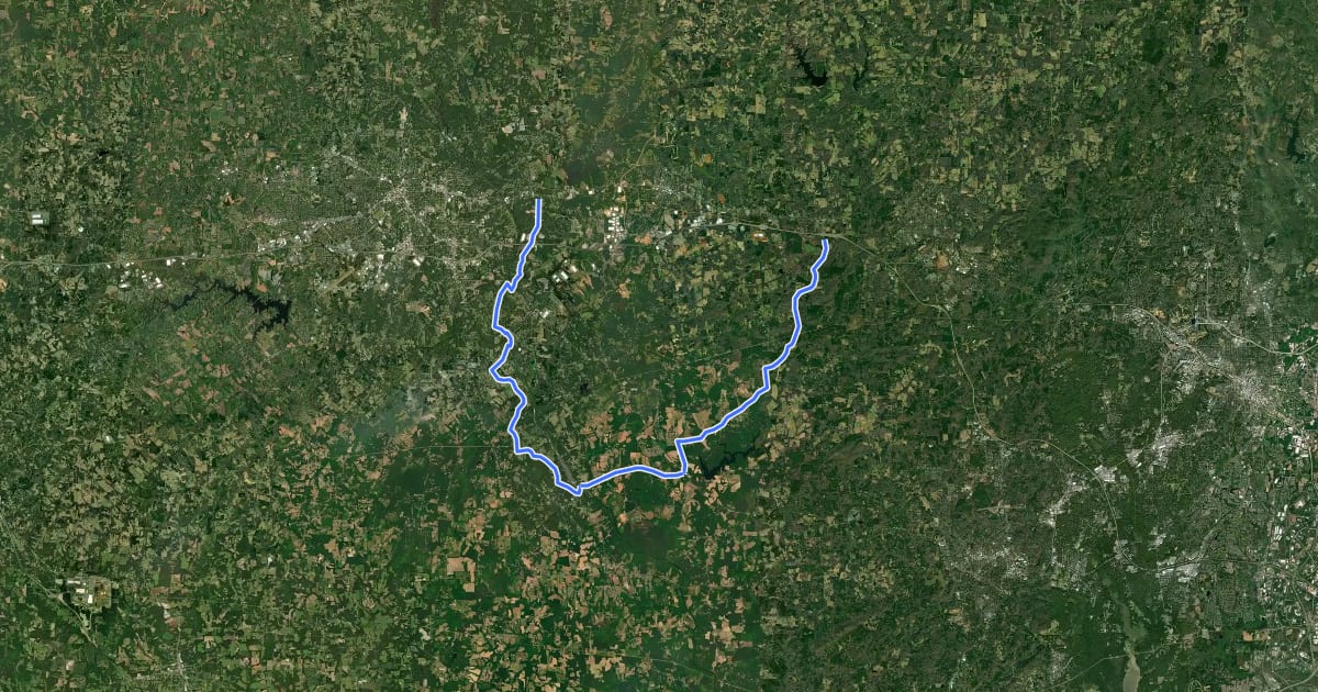 Маршрут Mountains-to-Sea Trail: Segment 9A на спутниковом снимке
