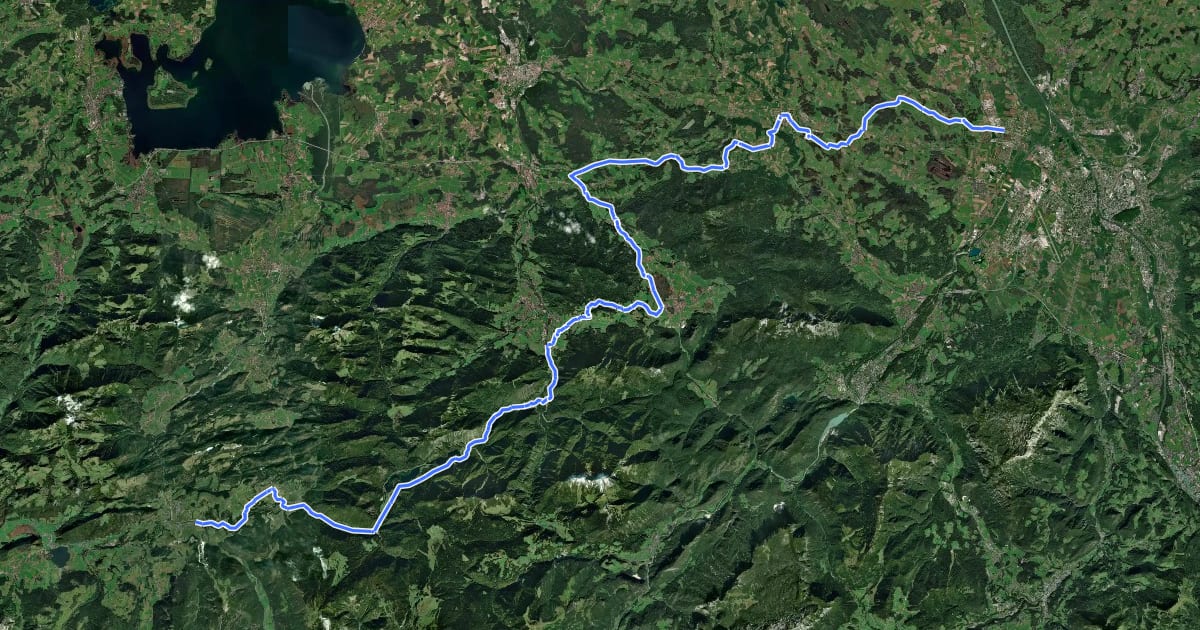 Маршрут Mozart-Radweg Etappe 19 und 20 Verbindungsweg на спутниковом снимке