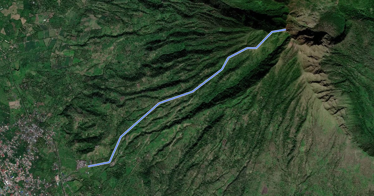Маршрут Mt. Asog Trail на спутниковом снимке