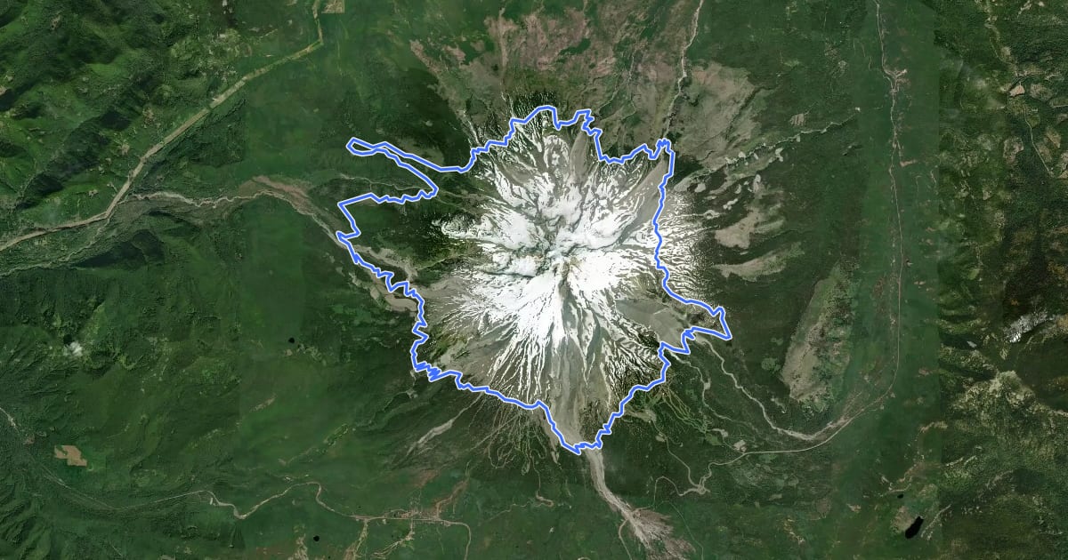 Маршрут Mt. Hood Timberline Trail на спутниковом снимке