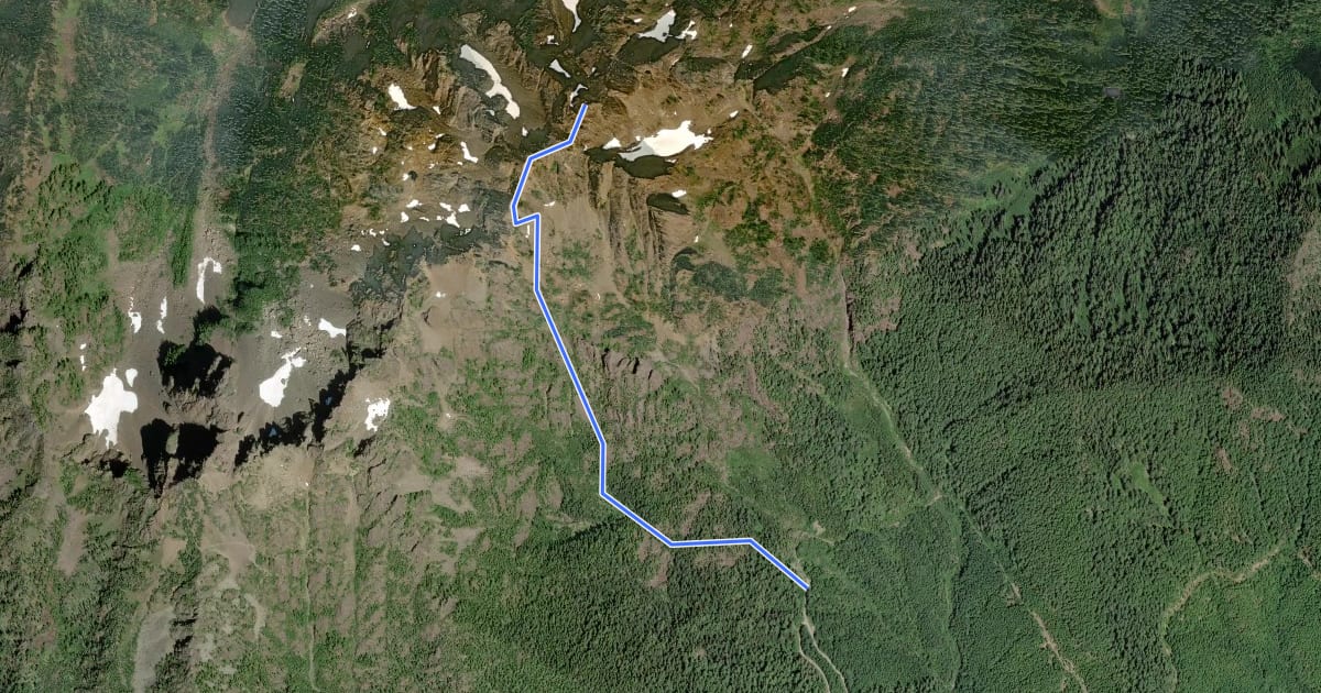 Маршрут Mt. Washington Trail на спутниковом снимке