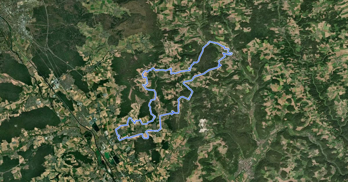 Маршрут MTB 2 Altenberg - Kälberberg на спутниковом снимке