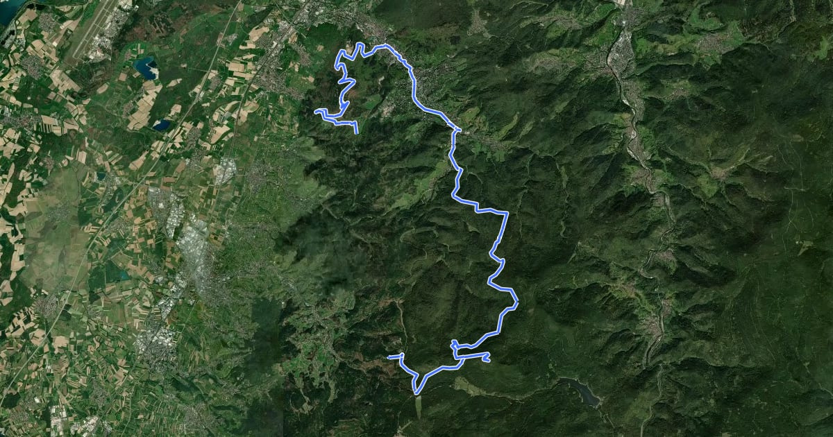 Маршрут MTB Baden-Badener Gipfel-Tour на спутниковом снимке