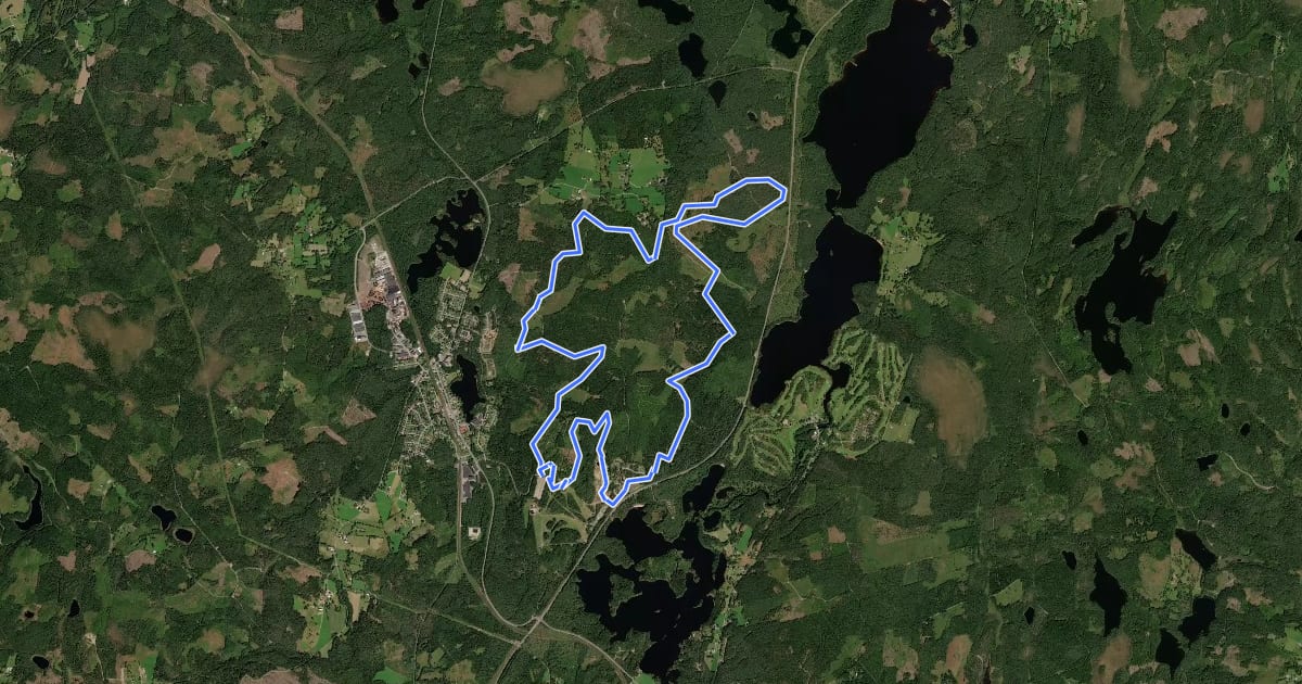 Маршрут MTB Bjärsvedsrundan (blå märke) на спутниковом снимке