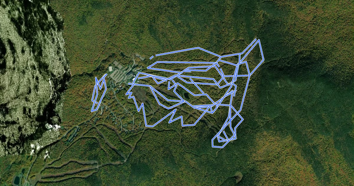 Маршрут MTB Bolton Valley на спутниковом снимке
