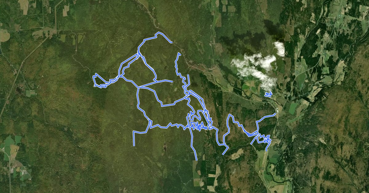 Маршрут MTB Circuits Frontières - East Hereford на спутниковом снимке
