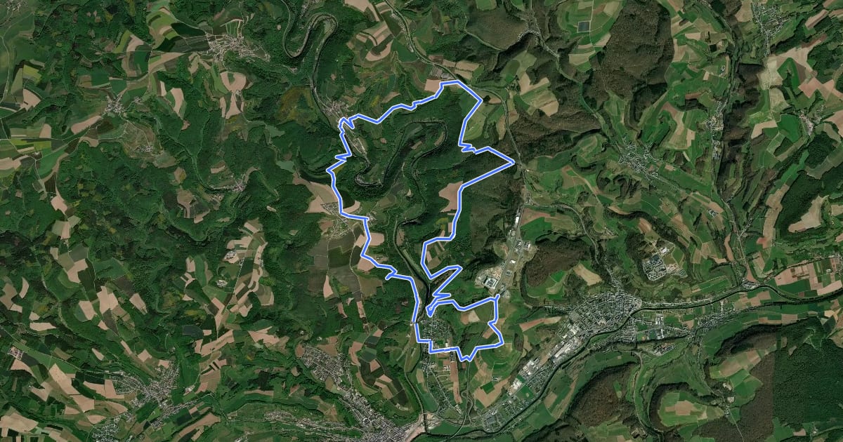 Маршрут MTB Erpeldange на спутниковом снимке