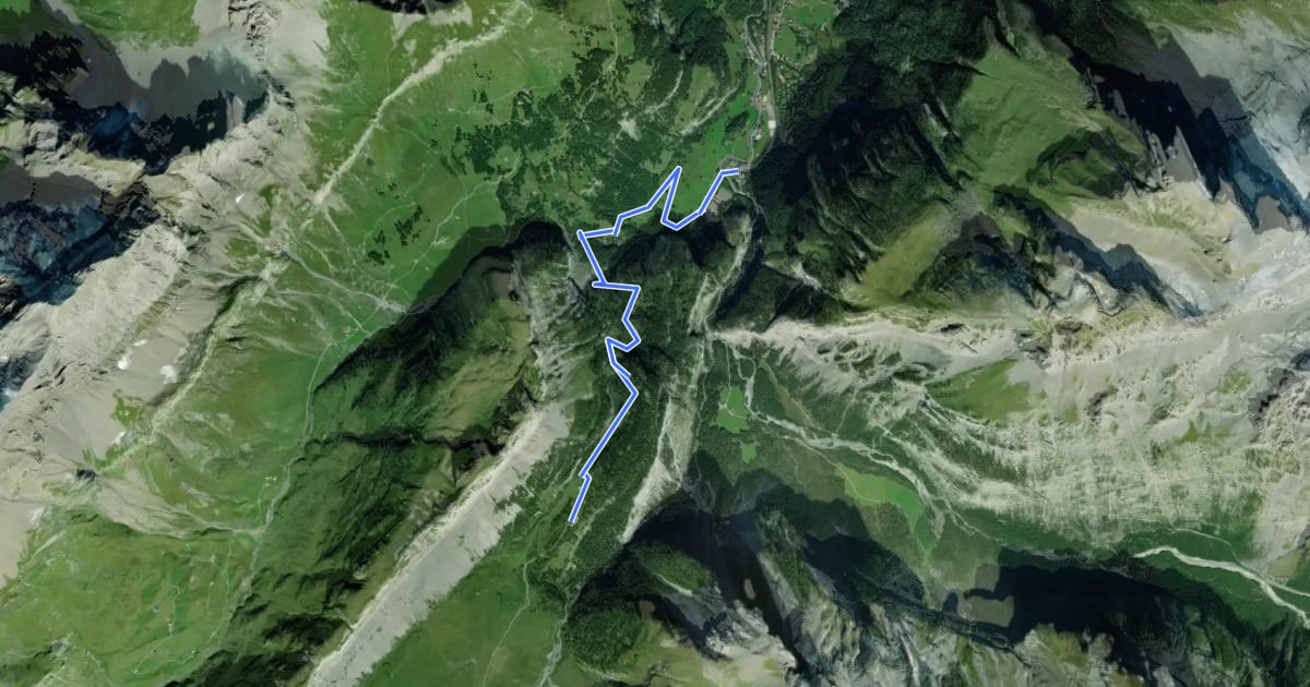 Маршрут MTB Freeride Kandersteg на спутниковом снимке
