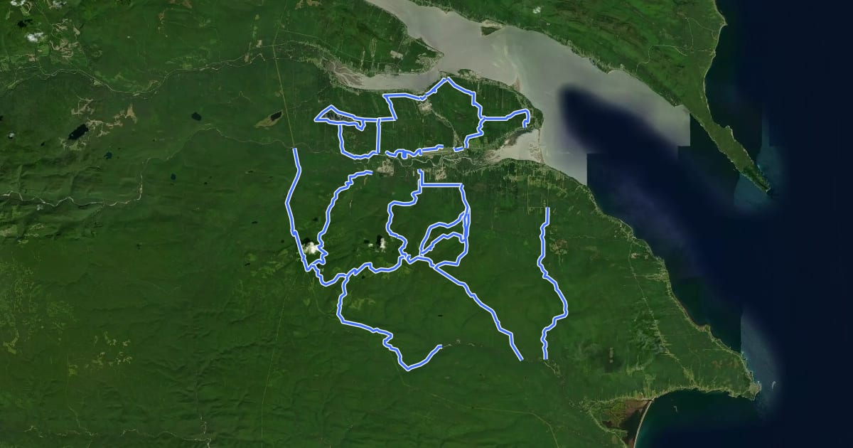Маршрут MTB Gaspe на спутниковом снимке