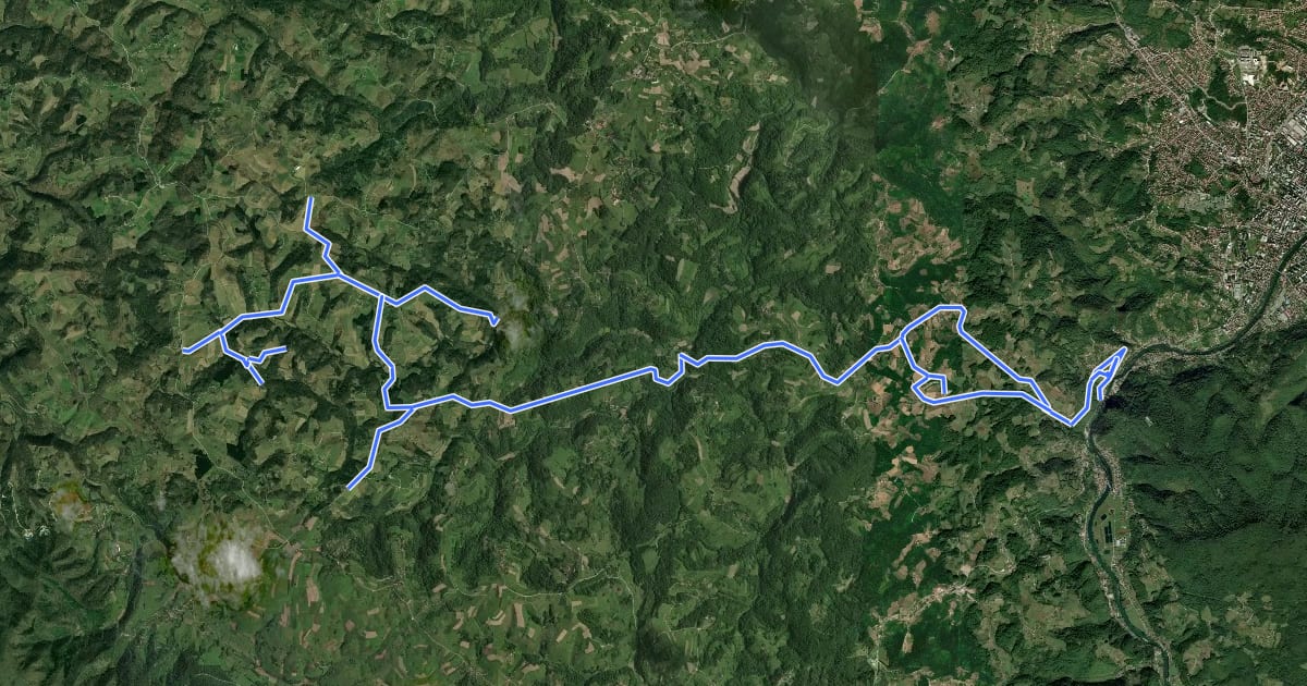 Маршрут MTB Golešica на спутниковом снимке