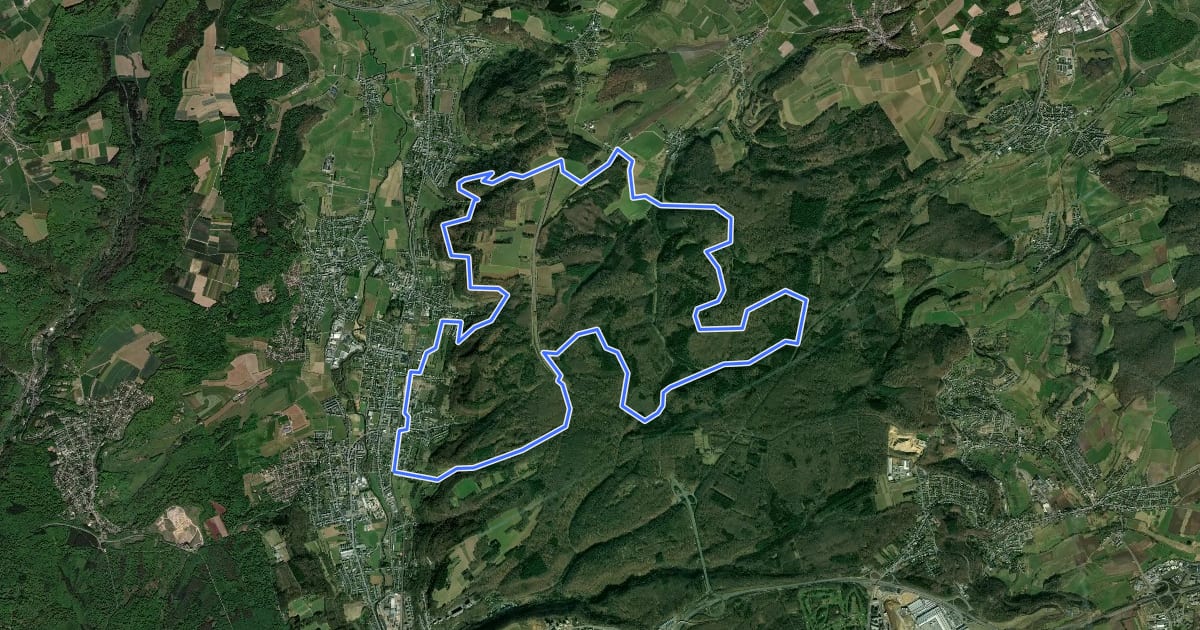 Маршрут MTB Gréngewald на спутниковом снимке