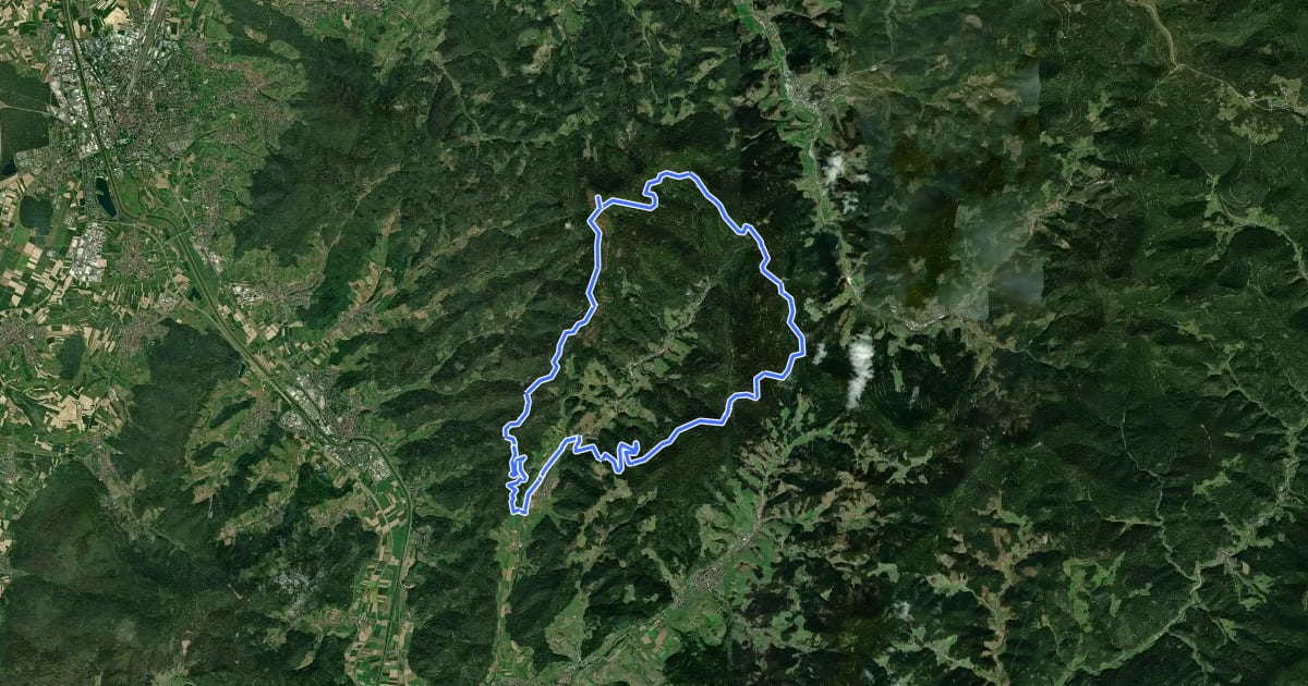 Маршрут MTB Höhenweg rund um Nordrach на спутниковом снимке