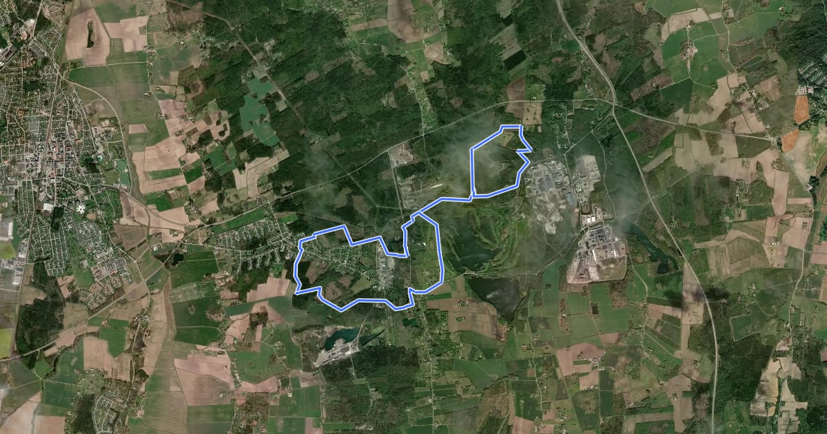Маршрут MTB Hällabrottsleden на спутниковом снимке