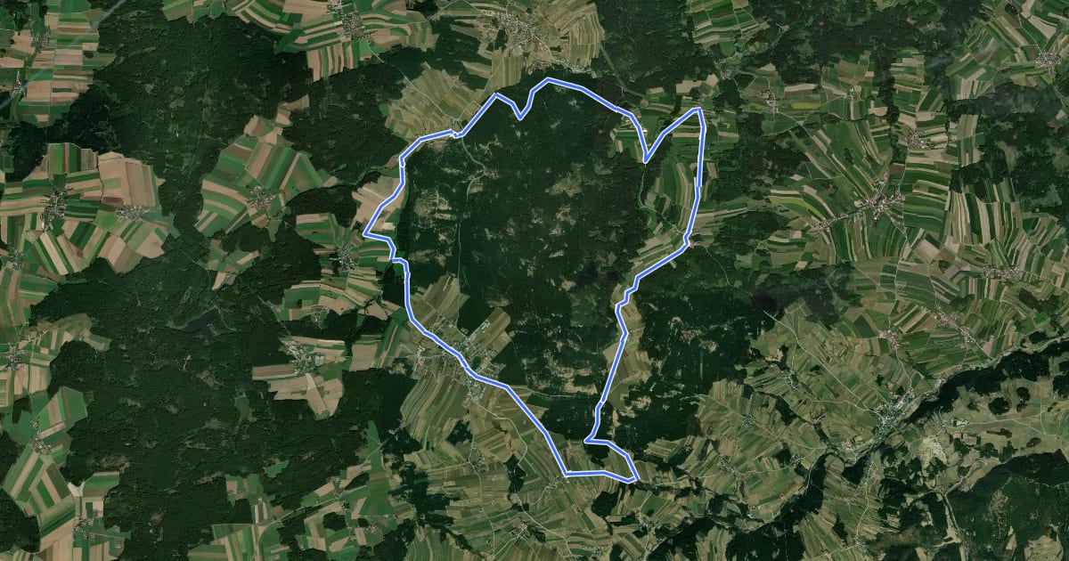 Маршрут MTB Hochland-Strecke на спутниковом снимке