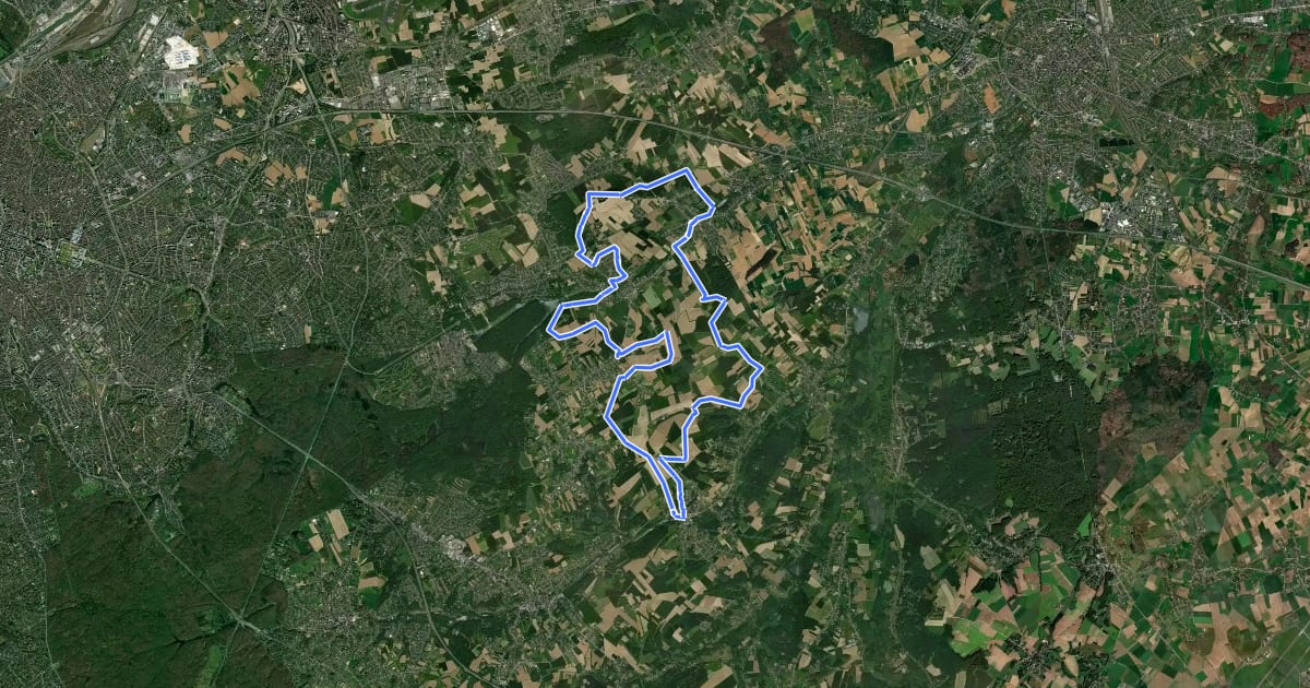Маршрут MTB Huldenberg Blue на спутниковом снимке