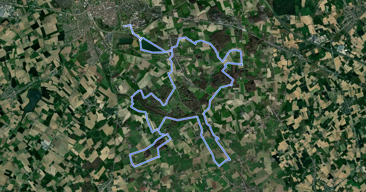 Маршрут MTB Ieper на спутниковом снимке