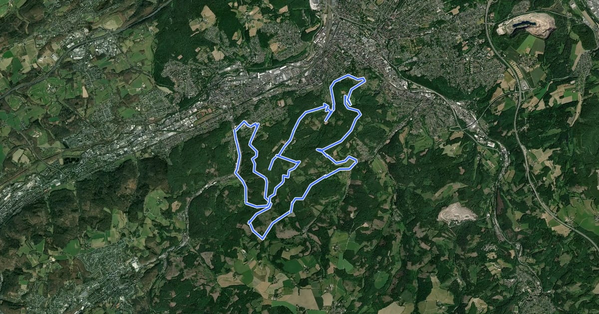 Маршрут MTB in Hagen Route 2 (rot) на спутниковом снимке