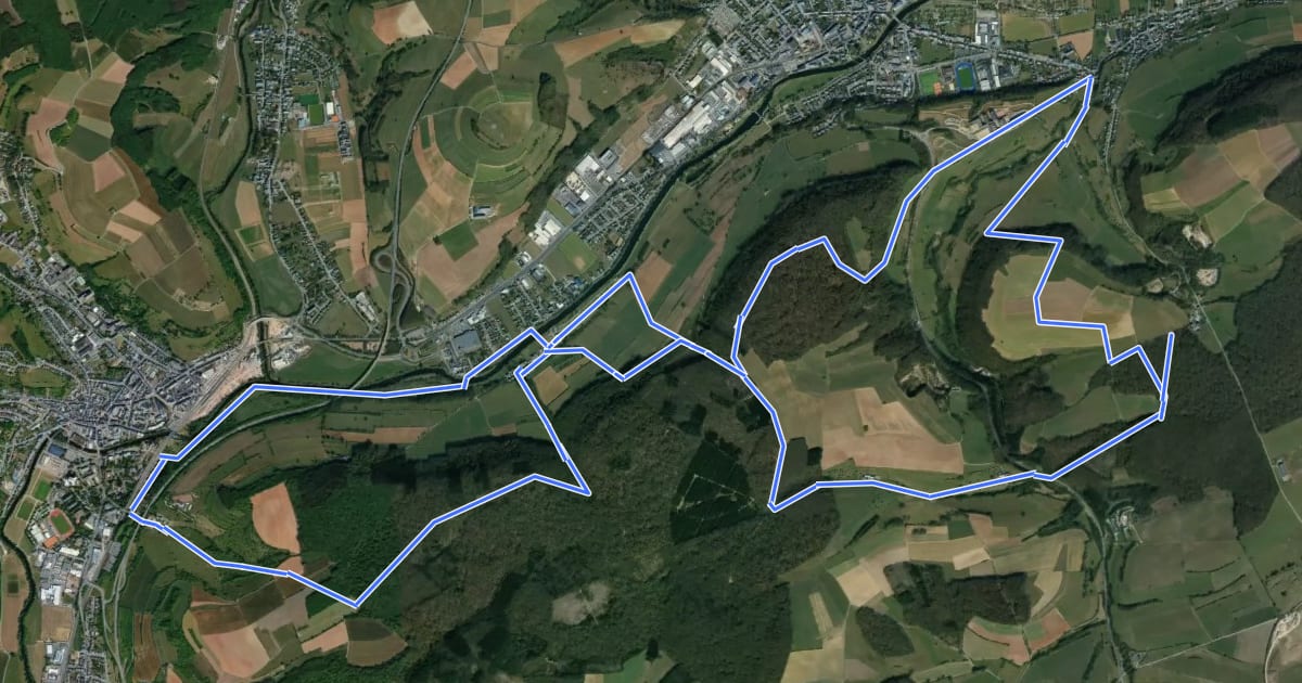 Маршрут MTB Ingeldorf-Ettelbrück на спутниковом снимке