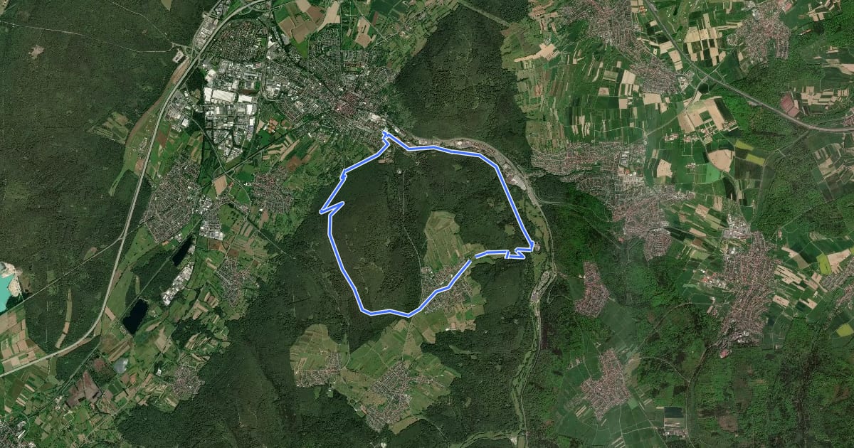 Маршрут MTB Kreuzelberg Runde 1 на спутниковом снимке