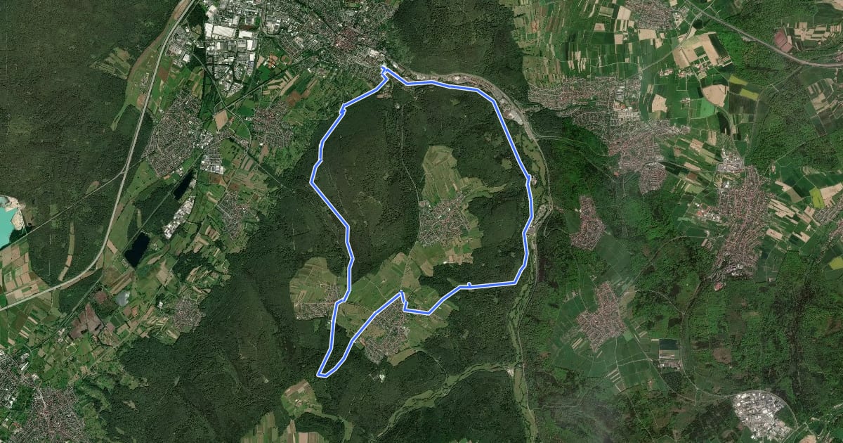 Маршрут MTB Kreuzelberg Runde 2 на спутниковом снимке
