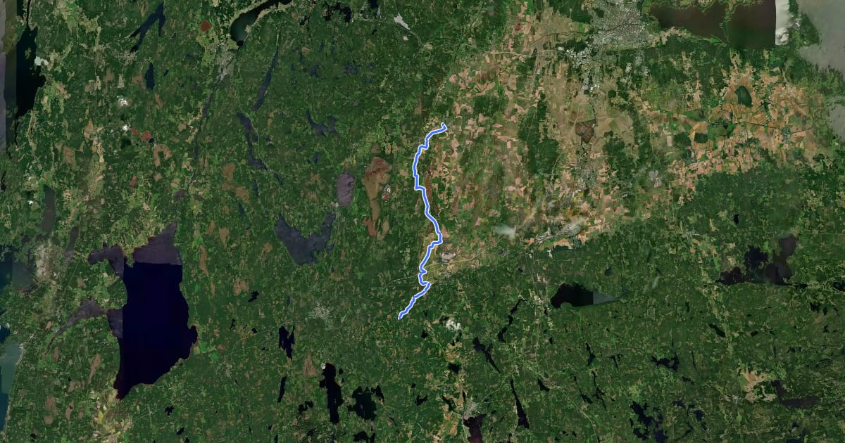 Маршрут MTB Långa vägen на спутниковом снимке