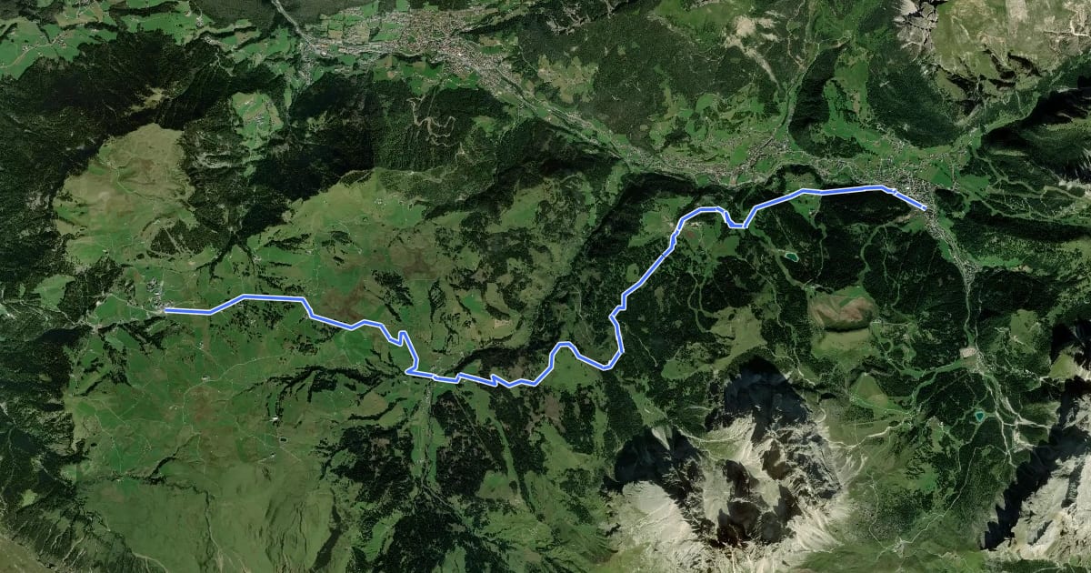 Маршрут MTB Link to Sella Ronda на спутниковом снимке