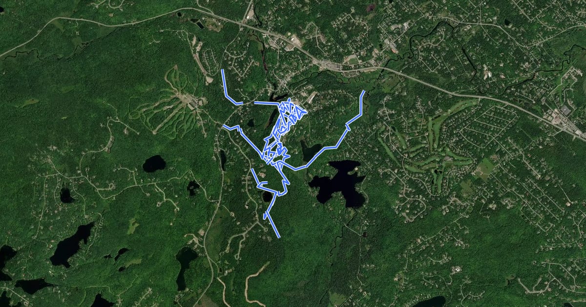 Маршрут MTB Morin-Heights на спутниковом снимке