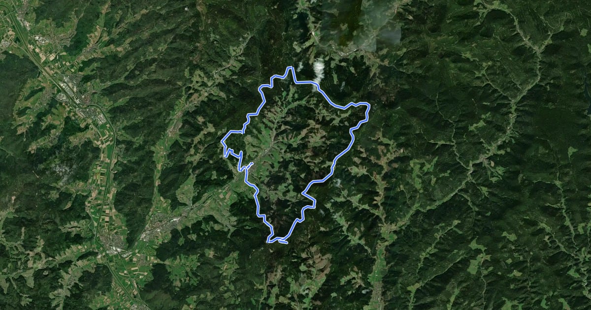 Маршрут MTB Oberharmersbach - Höhenrunde на спутниковом снимке