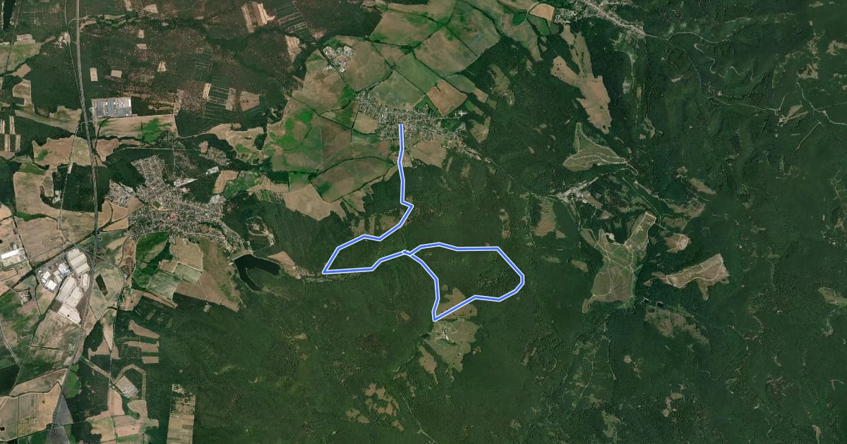 Маршрут MTB okruh Jablonové на спутниковом снимке