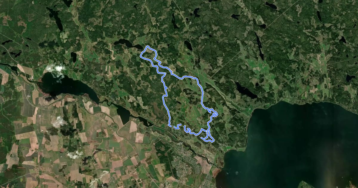 Маршрут MTB, Olstorp långa на спутниковом снимке