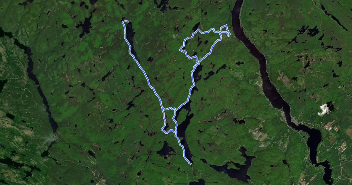 Маршрут MTB Parc de la Mauricie на спутниковом снимке