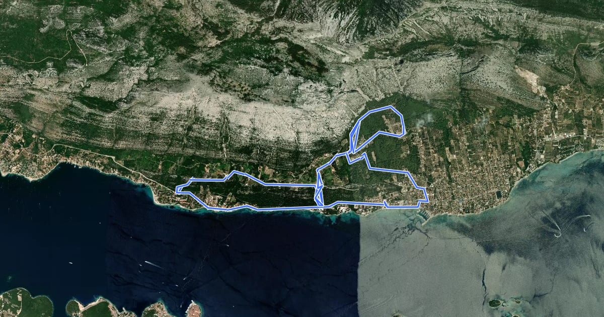 Маршрут MTB Pelješac 1 на спутниковом снимке