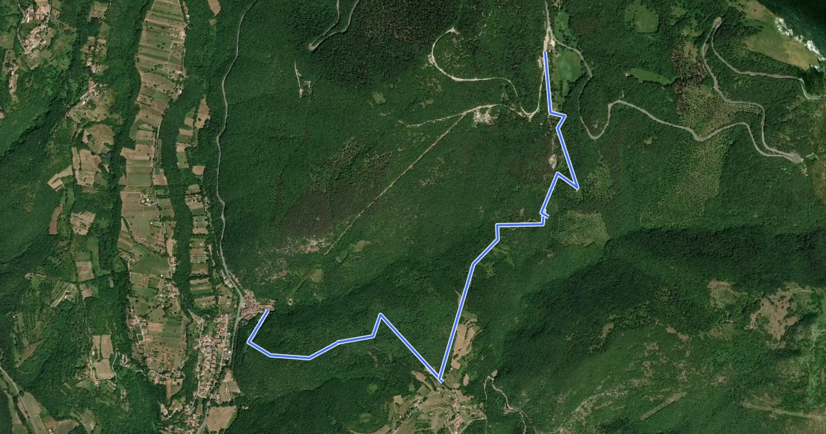 Маршрут MTB: Pian de' Rosce - Coccodrillo - Lisciano на спутниковом снимке