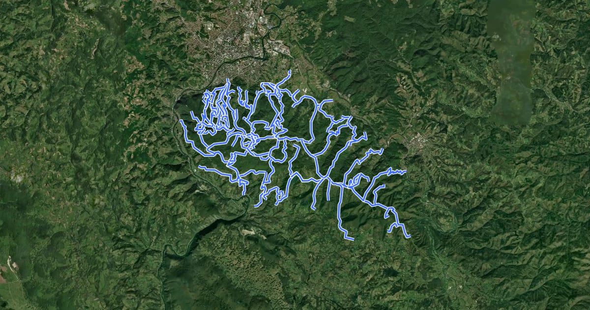 Маршрут MTB Route на спутниковом снимке