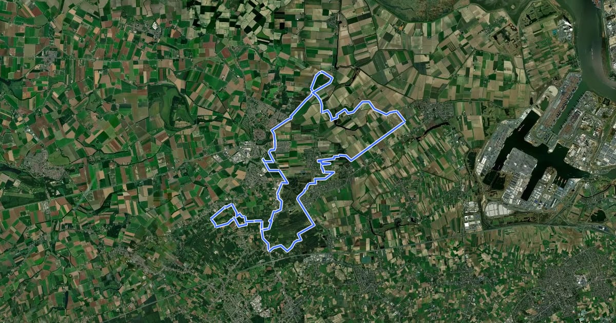 Маршрут MTB-route Hulst на спутниковом снимке