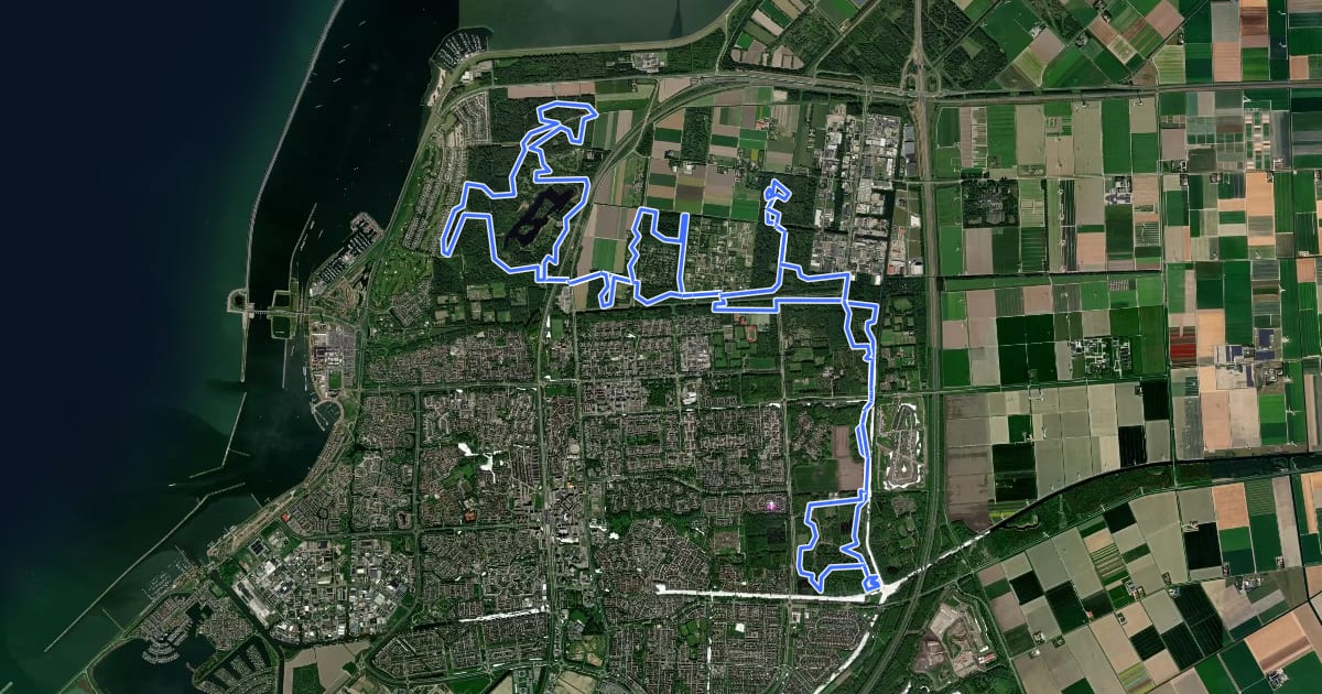 Маршрут MTB-route Lelystad на спутниковом снимке