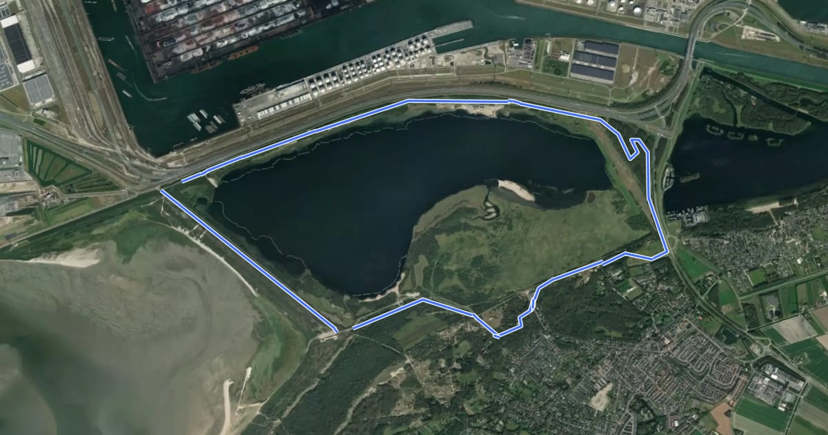 Маршрут MTB-route Oostvoorne на спутниковом снимке