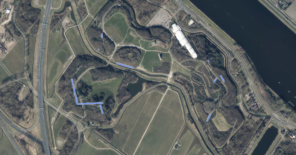 Маршрут MTB-route Spaarnwoude - afkortroutes на спутниковом снимке