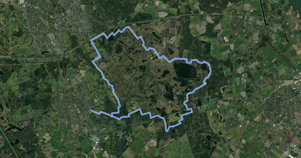 Маршрут MTB-route Strabrechtse Heide на спутниковом снимке