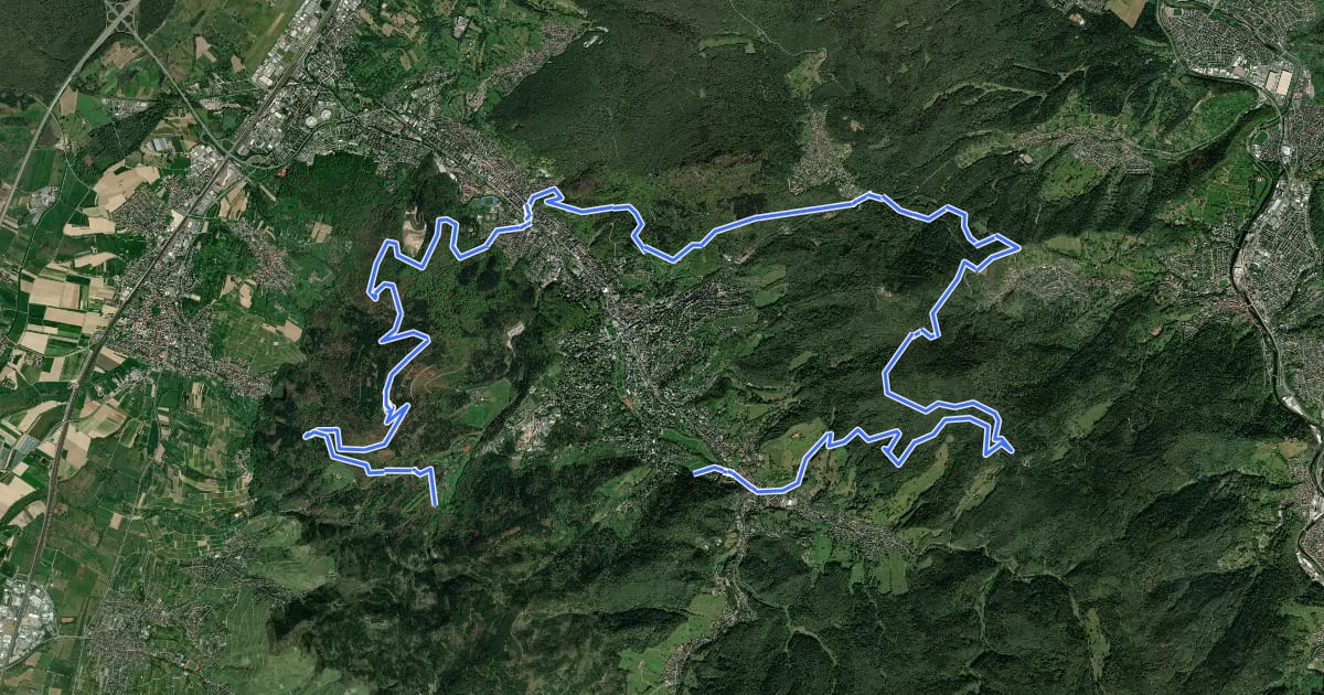 Маршрут MTB Rund um Baden-Baden на спутниковом снимке