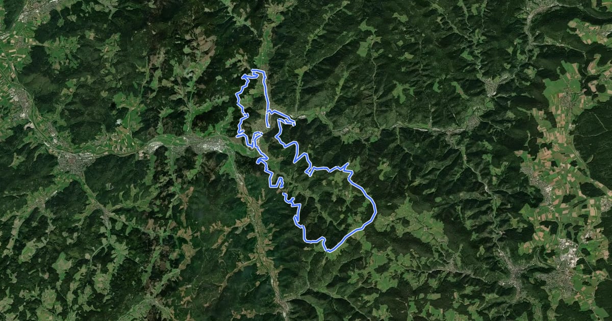Маршрут MTB Rund um das Kirnbachtal на спутниковом снимке