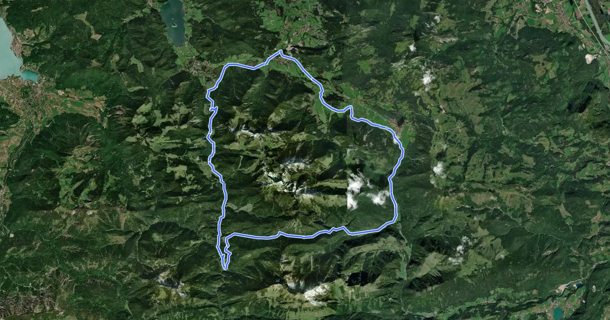 Маршрут MTB Rund um die Rotwand на спутниковом снимке