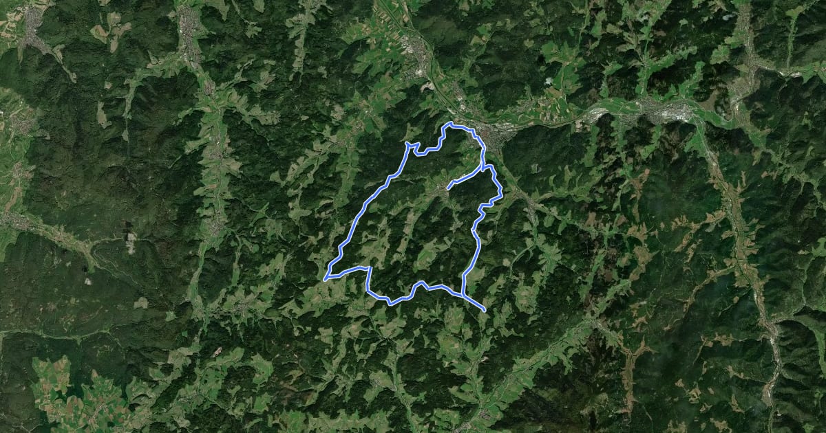 Маршрут MTB Rund um Hofstetten на спутниковом снимке