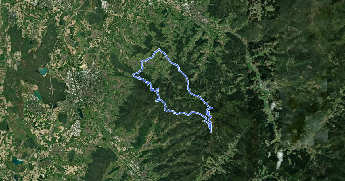 Маршрут MTB Rund ums Durbachtal (8) на спутниковом снимке