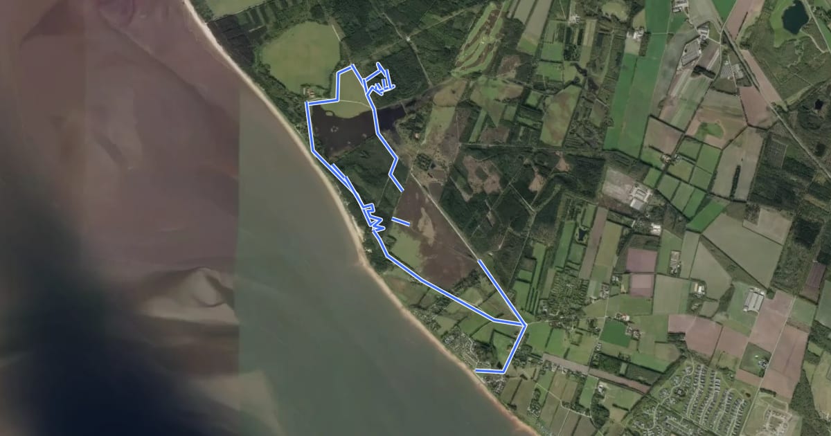 Маршрут MTB rute - Marbæk platage на спутниковом снимке