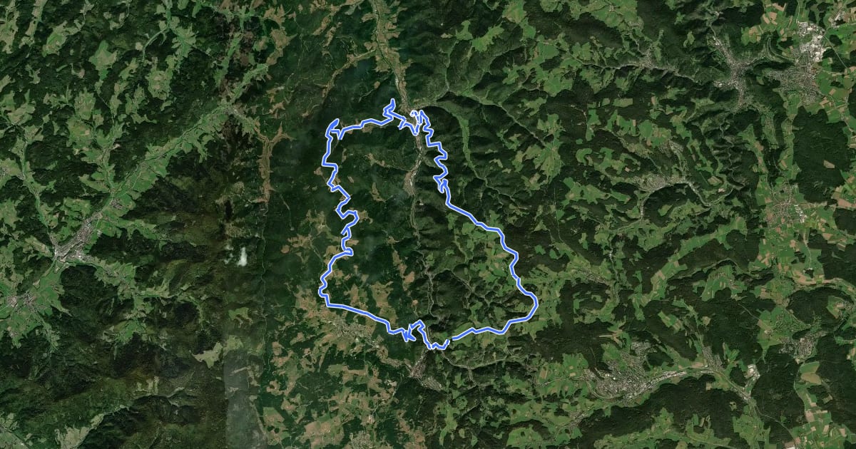 Маршрут MTB Schwarzwaldbahn-Tour на спутниковом снимке