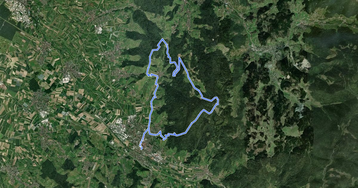 Маршрут MTB Schwender Buche-Tour на спутниковом снимке