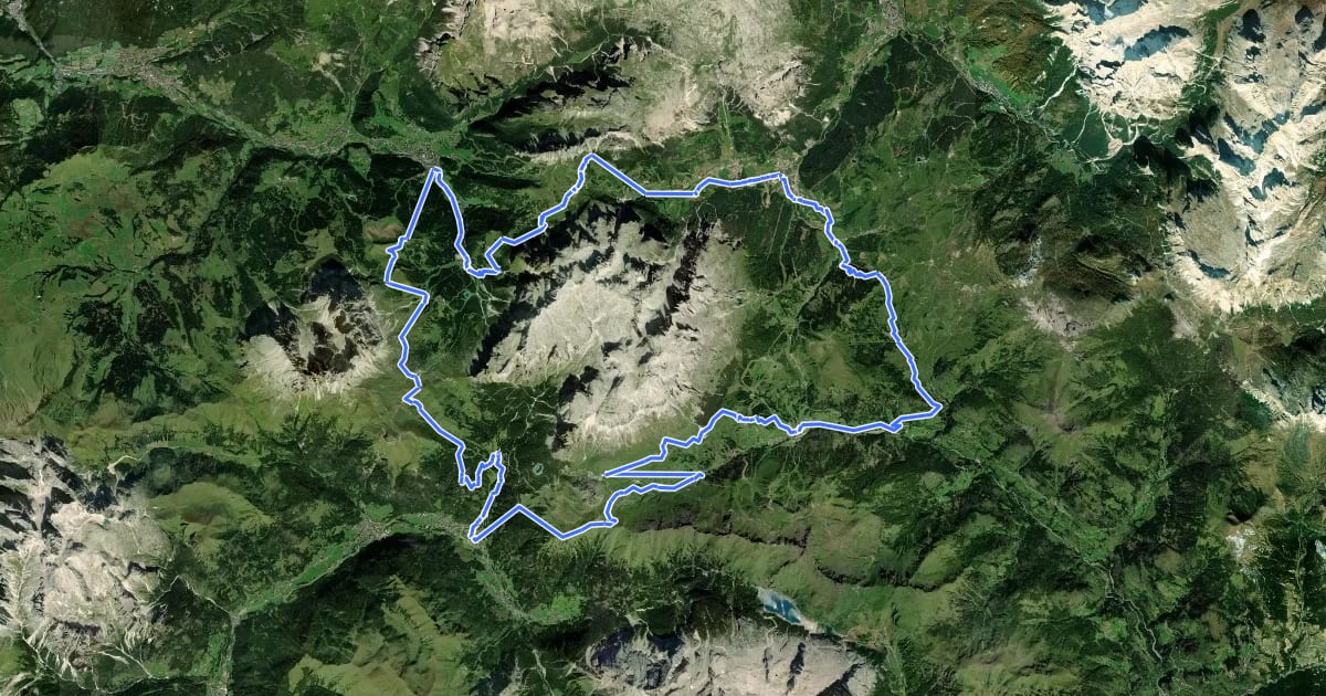 Маршрут MTB Sella Ronda ACW на спутниковом снимке