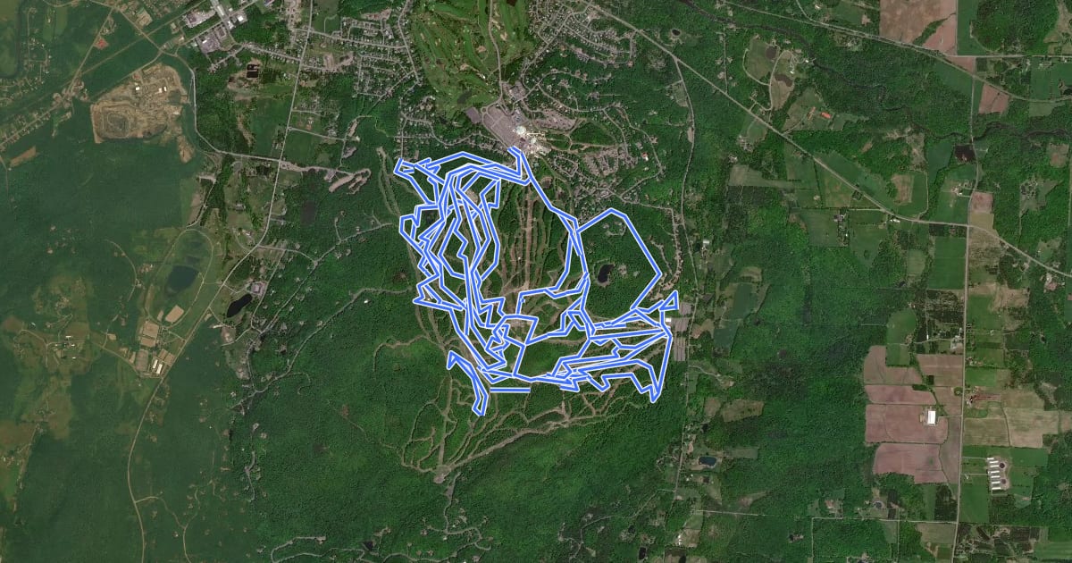 Маршрут MTB Ski Bromont на спутниковом снимке